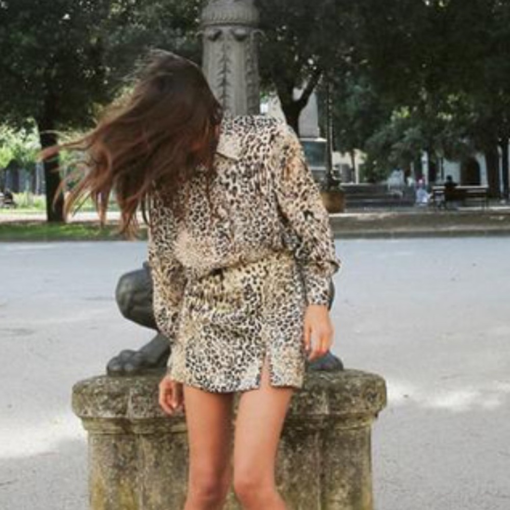ZARA…animal print shirt with bralette